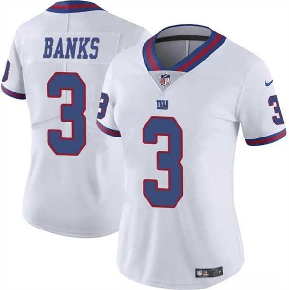 Women%27s New York Giants #3 Deonte Banks White Vapor Stitched Jerseys Dzhi